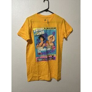 DISNEY PRINCESS ALADDIN Graphic Women's Yellow Sz Small Short Sleeve T SHIRT